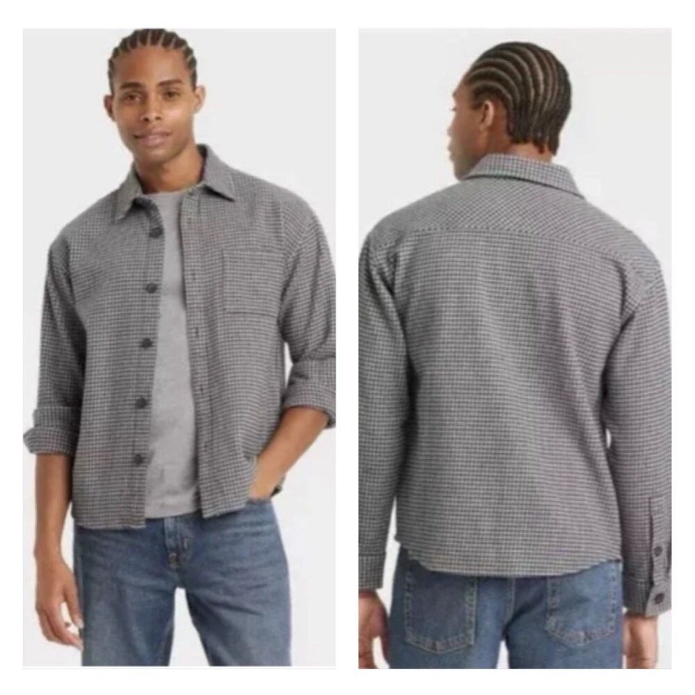 Goodfellow & Co. Houndstooth Button‎ Up Shacket men’s L black and white NEW